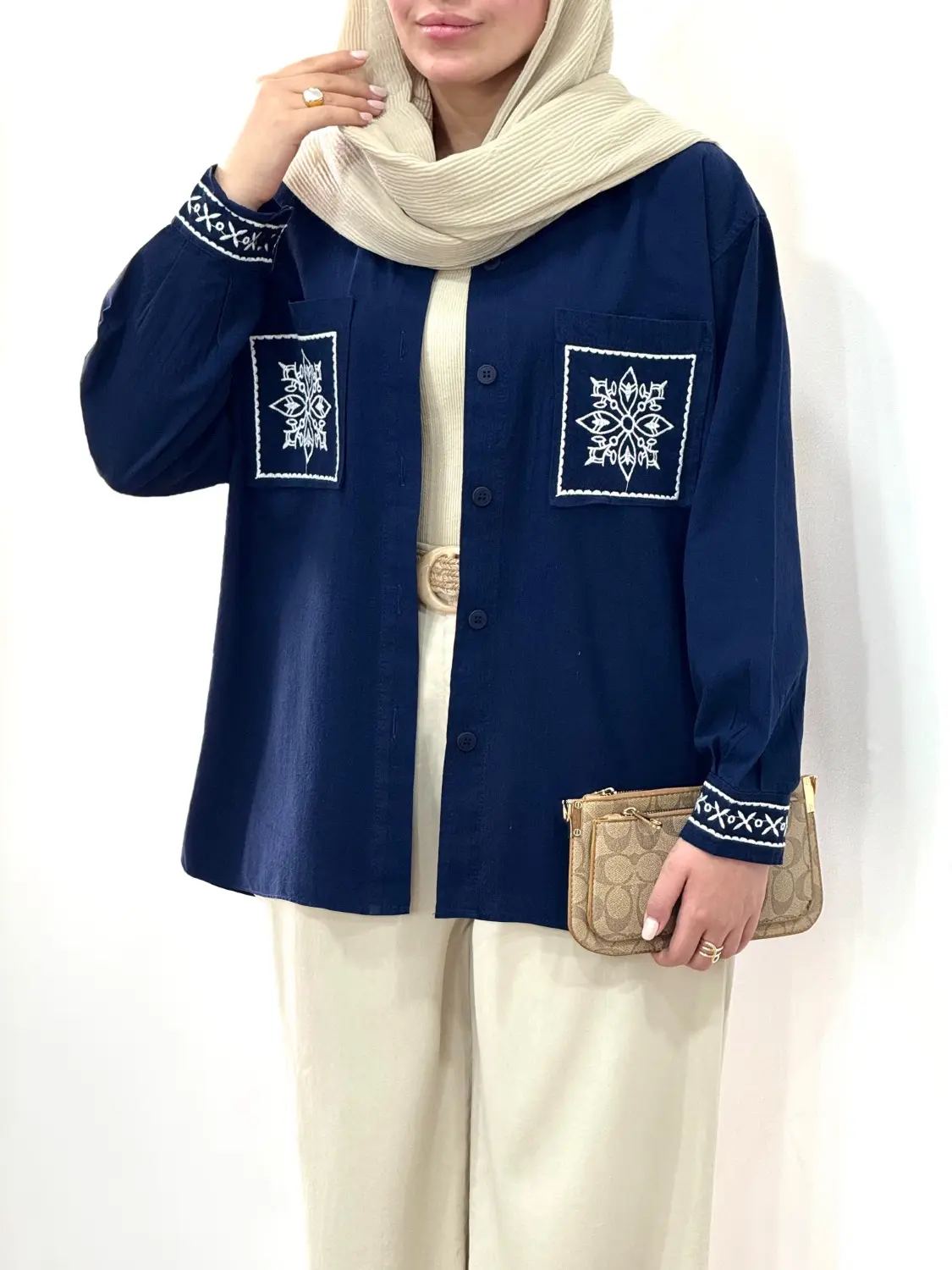 مانتو لینن ترک گلدوزی شایسته